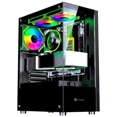 Imagem de Gabinete Gamer Hayom, Mid Tower, Atx, Lateral E Frontal Em Vidro Temperado, Com Cooler Fan, Preto - Gb1792