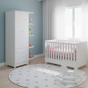 Imagem de Quarto de Bebe Infantil Doce Sonho Berco Mini Cama e Guarda Roupas Multiuso Qmovi