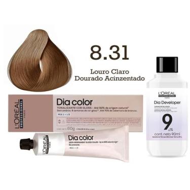 Imagem de Tonalizante Dia Color 8.31 Louro Claro Dourado Acinzentado + Emulsão R