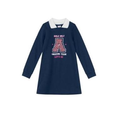 Imagem de Vestido Manga Longa De Moletom Infantil Menina Brandili Azul-Feminino