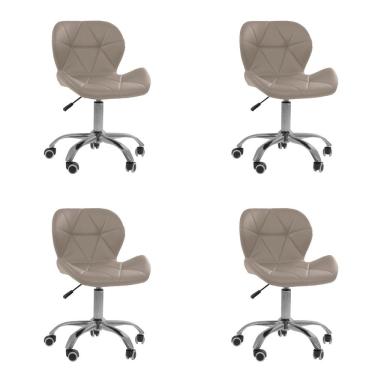 Imagem de Kit 4 Cadeiras Office Eiffel Slim Ajustável Oficial Bege