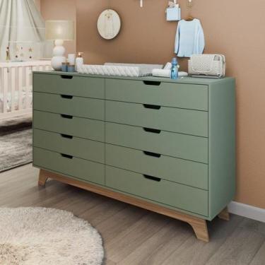 Imagem de Cômoda para Quarto Infantil 10 Gavetas 100% Mdf Alice Verti/Freijó - F