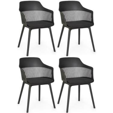 Imagem de Kit 4 Cadeiras de Jantar Estofada Marcela - Preto - Magazine Decor