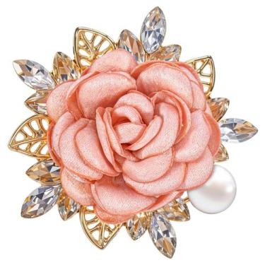 Imagem de Broche Flor Tweruna Rosa Pink com Pérola 5 cm