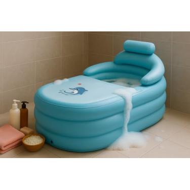 Imagem de Banheira Ofurô Inflável Adulto Portátil Spa Térmica Dobrável