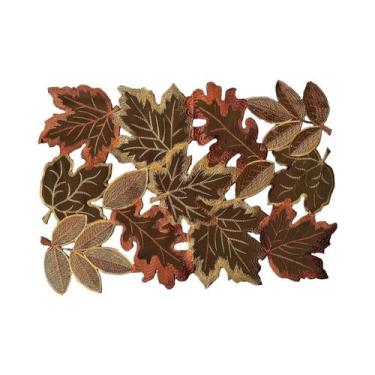 Imagem de Caminho De Mesa Com Folhas De Bordo Marrons Para O Outono, Design Rúst