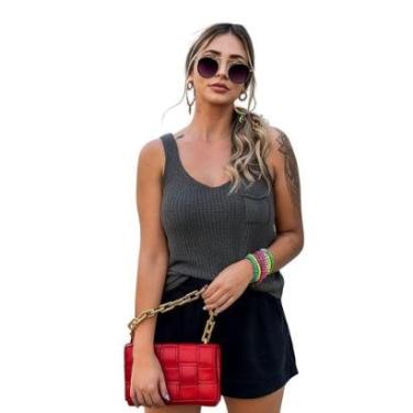 Imagem de Regata Vih Triny Ponto Fang com Bolsinho Modelagem Ampla e Moderna-Feminino