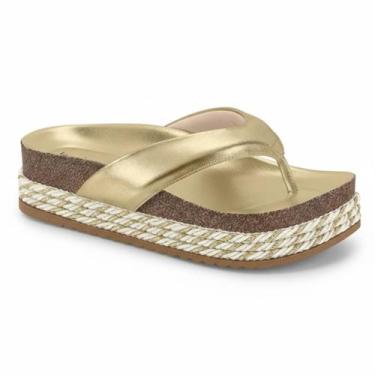 Imagem de Sandália Feminina Beira Rio Papete Confortável Original -, Dourado, 36