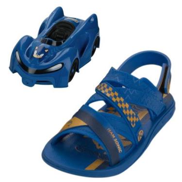 Imagem de Sandalia Infantil Menino Ajustavel Carrinho Sonic Fast Car, Azul, Amar
