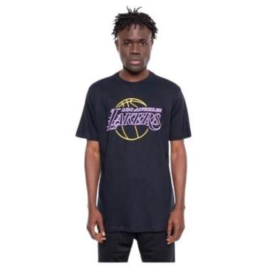 Imagem de Camiseta Masculina NBA Sign Los Angeles Lakers Preta-Masculino