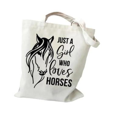 Imagem de Bolsa De Ombro Feminina De Grande Capacidade Com Gráficos De Cavalos E