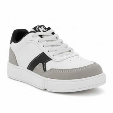 Imagem de Tênis Molekinho Infantil Branco Cinza Preto Cadarço -, Branco, Cinza, 
