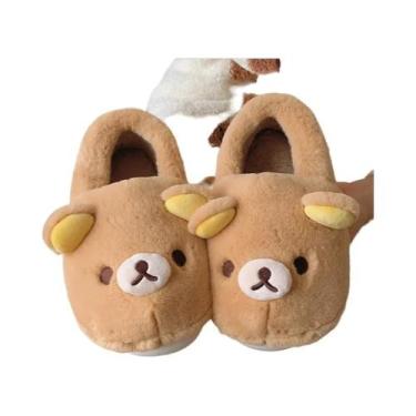 Imagem de Pantufas De Algodão Kawaii Bear Rilakkuma Para O Inverno, Sapatos Fech