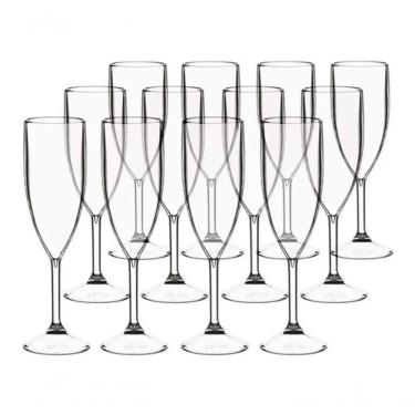 Imagem de Taça para Espumante 12 Taças 180ML Acrílico Translúcida para Festas Transparente Higipack