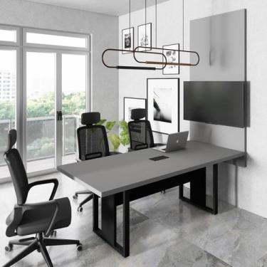 Imagem de Mesa de Reunião 2m Cx de Tomadas Pé Metal c/ Painel de TV F5 - F5 Offi
