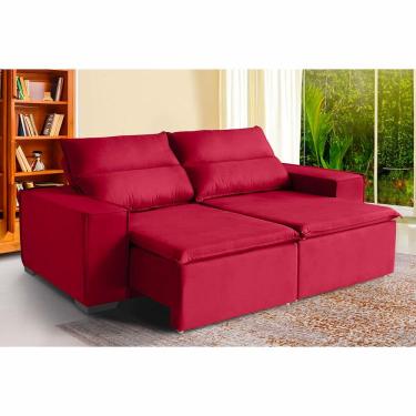 Imagem de Sofá Paris 5 Lugares 2,50cm Retrátil E Reclinável - De Casa Décor E Estofados Vermelho