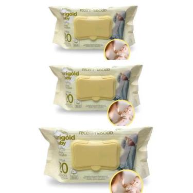 Imagem de KIT 3 Lenços Umedecidos Recém Nascido de 120 Unidades Marigold Baby