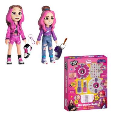 Imagem de Kit Studio Nails Dos Rosa E Bonecas Com Chaveiro Emilly Vick E Katlen 