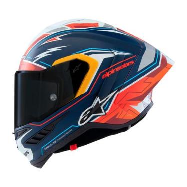 Imagem de Capacete Alpinestars SR10 Pedro Acosta Azul e Vermelho Fosco, 60