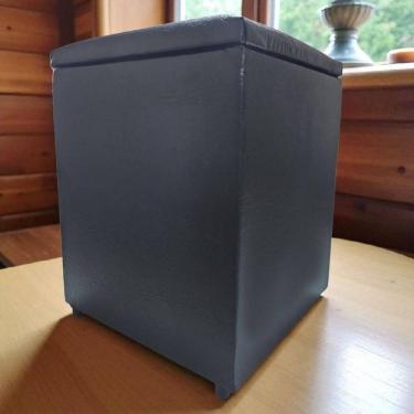 Imagem de Puff Baú Banqueta Quadrado Cubo Decorativo Courino E Suede Preto Courino