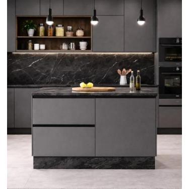 Imagem de Balcao poliman com tampo flex dir/esq etna grafite - POLIMAN MÓVEIS