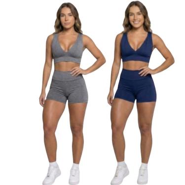 Imagem de KIT 2 Conjunto Top Com Bojo E Short Suplex Bella Fiore Roupa Para Academia Moda Fitness...