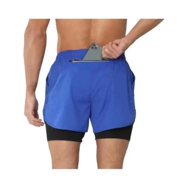 Imagem de Shorts Esportivos Masculinos 2 Em 1 De Secagem Rápida Para Corrida, Ac
