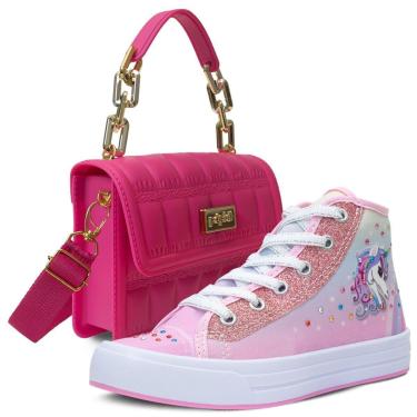 Imagem de Kit Bolsa E Tenis Cano Alto Botinha Infantil Menina K21-Feminino