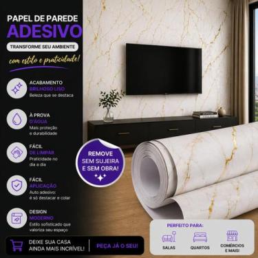 Imagem de Papel De Parede Adesivo Mármore Dourado Luxo Quarto 5 Metros - ESTRELA