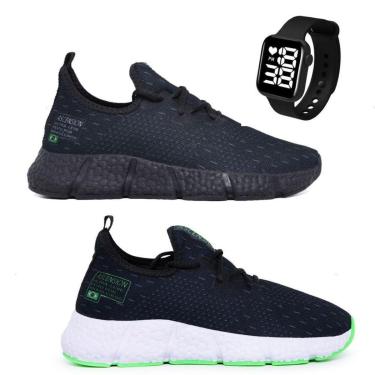 Imagem de Kit 2 Pares de Tênis Ascension Ultraleve + Relogio Quadrado Cor:;Gênero:Masculino;Taman...