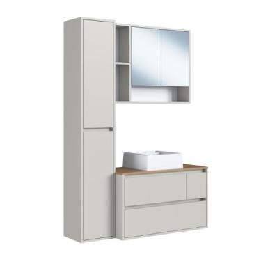 Imagem de Conjunto para Banheiro 108cm com 3 Peças Gabinete Suspenso Belarus Are