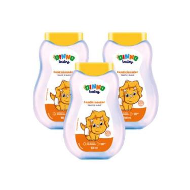 Imagem de Kit 3 Condicionador Infantil Dinno Baby 100mL  Suave, Sem Sulfato e Pe