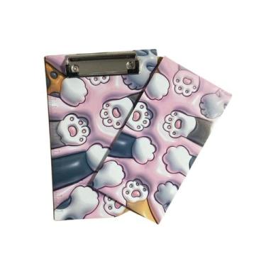 Imagem de Mini Prancheta + Bloco Notas Fofas 40 Folhas p/ Escritório Escola Pape