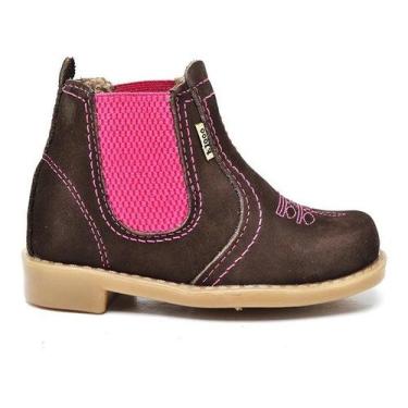 Imagem de Bota Botina Kids Infantil Feminina F1000, Cafe rosa, 26
