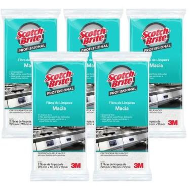 Imagem de Kit 5 Pacote Fibra de Limpeza SCOTCH Brite 3M Branca Macia
