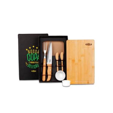Imagem de Kit para Churrasco e Petisco em Bambu Porcelana 7 Peças - SÓ MARCAS