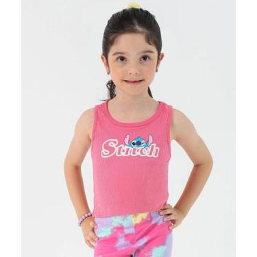 Imagem de Regata Infantil Estampa Stitch Tam 4 a 10 Rosa-73161 - Disney, 8, Rosa