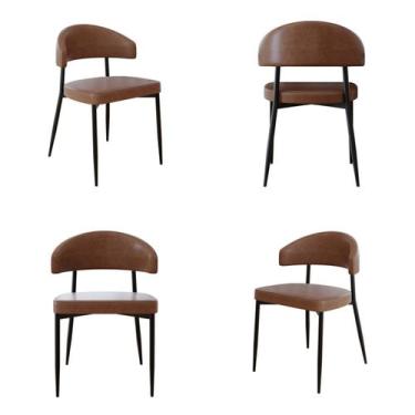 Imagem de Cadeira Bless Fixa com 4 Pés 55 x 52,5 x 77,5 cm com 4 Unidades Marrom