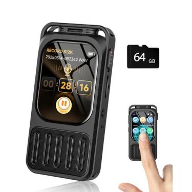 Imagem de Gravador de Voz Digital XIXITPY V78 64GB com tela sensível ao toque de