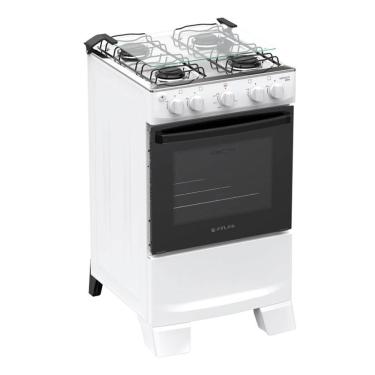 Imagem de Fogão 4 Bocas com Forno Piso Gás GLP Atlas Mônaco Plus Mesa Inox Acendimento Automático Branco Bivolt