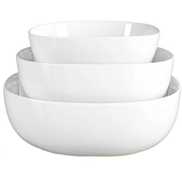 Imagem de Denmark Tools For Cooks — Conjunto de 3 Tigelas de Servir de Porcelana Vitrificada Resistente a Lascas, Branco, Clássico, 3000 ml