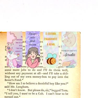 Imagem de Marcadores de página Magnéticos - Kawaii 4 unidades (abelha, unicórnio, Hamster e gato)