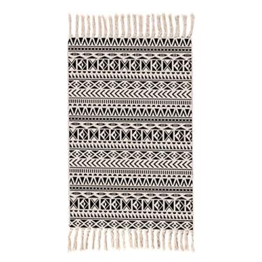 Imagem de Tapetes Boho para sala de estar, pequenos tapetes de tecido de algodão com borla, tapete boêmio vintage de fazenda, tapetes laváveis para cozinha, banheiro, quarto, lavanderia, entrada interna 60 x