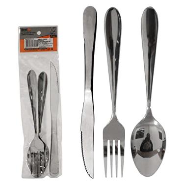 Imagem de CONJUNTO DE TALHER COM COLHER + GARFO E FACA DE INOX CLASSICA NA SOLAPA