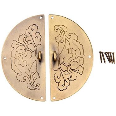 Imagem de Puxe o botão de ferro 75mm laço redondo design retro vintage caixa de madeira cabina de mobiliário hardware 6 parafusos padrão de flor YYDFPIIA