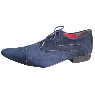 Imagem de Sapato Masculino Italiano em Couro Oxford - Azul - BleU Nobuck