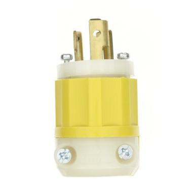 Imagem de Leviton 4770-CY 15 Amp, 277 Volts, NEMA L7-15P, 2P, 3W, plugue de bloqueio, nível industrial, aterramento - amarelo-branco