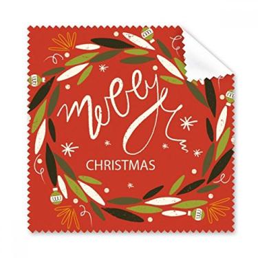 Imagem de Pano de limpeza com ilustração de folha de guirlanda colorida de Natal, limpador de óculos, 5 peças