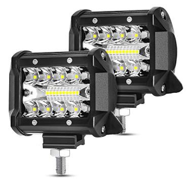 Imagem de LED Pods, AAIWA 10 polegadas 120 W Barra de luz de LED, 2 peças 12000LM Combo de inundação à vista Off Road Luz de trabalho LED Luz de neblina para caminhonete ATV UTV SUV Luz de barco