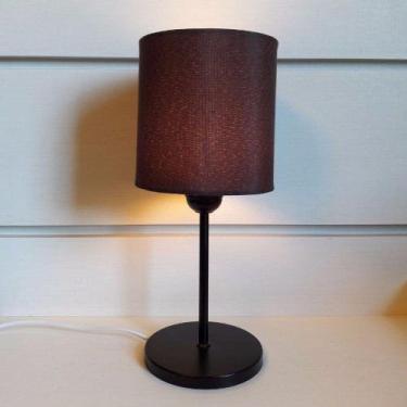Imagem de Abajur de Mesa Preto Tecido Cilindrica 14x15cm Café Bivolt